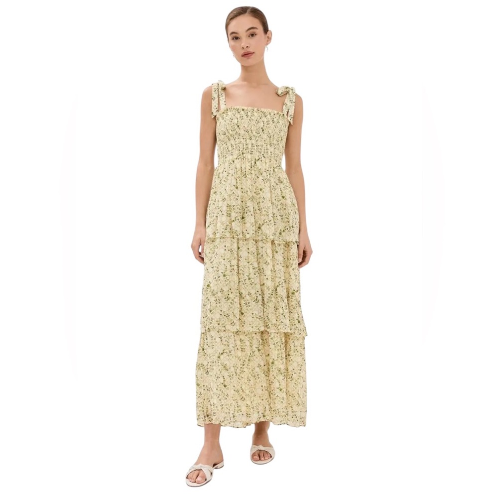 Hill House Elise Nap Dress. Basketweave Vine, Yellow. S. NWT.